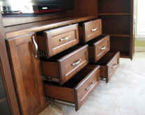 Drawers on heavy duty rails in Entertainment Center for flat screen or plasma TV 