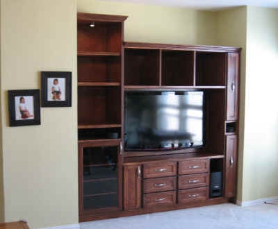 Entertainment Center with 6 drawers, 2 DVD drawers, Pull-out component Rack and 55" Flat Screen TV